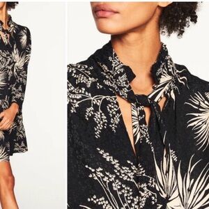 ba&sh Black and Cream Patterned Dress